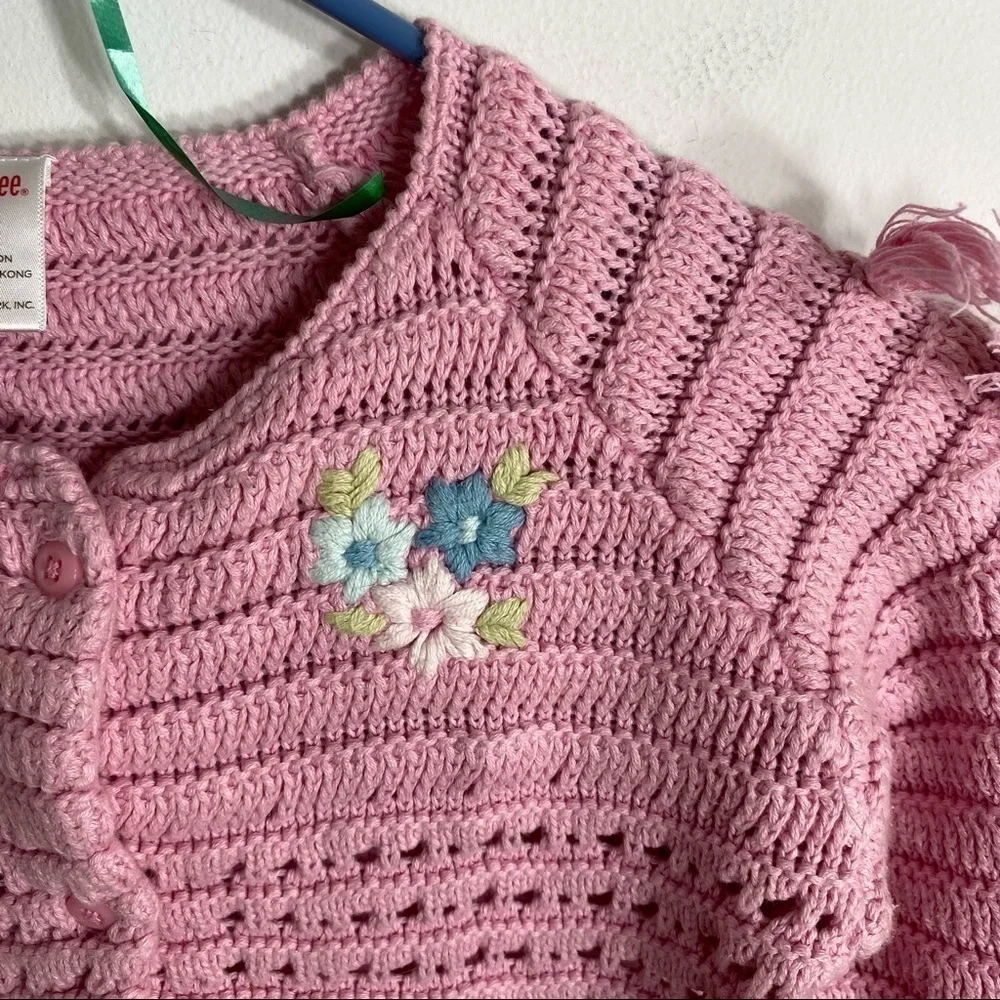 Gymboree Knit Cardigan Poncho Embroidered Flower 4T Girls Toddler Pink